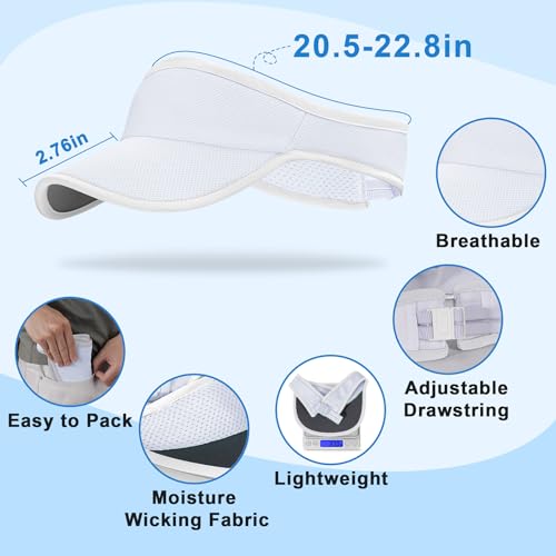 Sports Sun Visor Hat for Women Men, Lightweight Quick-Dry Sun Hat - color: White/2.0