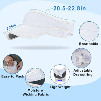 Sports Sun Visor Hat for Women Men, Lightweight Quick-Dry Sun Hat - color: White/2.0
