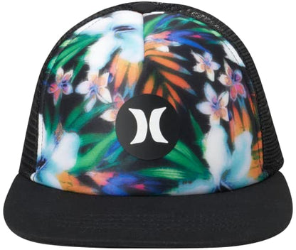 Hurley Mens Supply Flat Brim Snap Back Trucker Hat - color: Black/(Black)