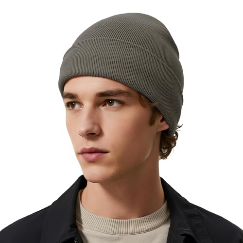 American Trends Thermal Fleece Lined Winter Beanie for Men Women Cold Weather, Warm Knit Skull Cap for Outdoor Activities - color: Dark Grey