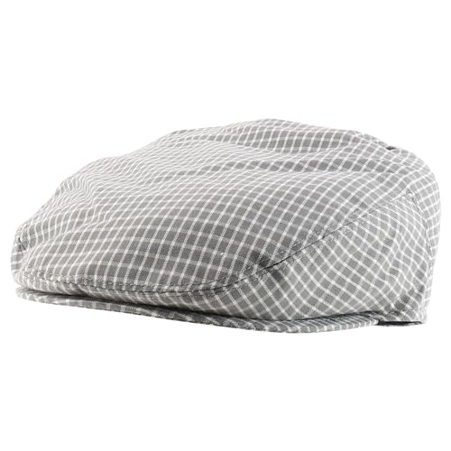 Trendy Apparel Shop Plaid Checker Patterend Newsboy Ivy Flat Cap - color: Light Grey, size: Small