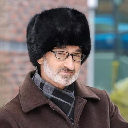 Men Winter Trapper Hat Faux Fur Russian Trooper Hat Furry Ushanka Hat Warm Dad Hat Outdoor Windproof Hunting Ski Cap - color: Black