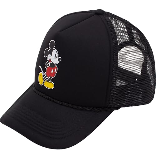 Concept One Unisex Adult Disney Mickey Mouse Trucker Hat, Rainbow Pride Mesh Back Snapback Baseball Cap - color: Black