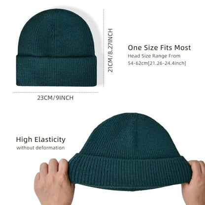 Beanie for Men Women Cuffed Thick Knitted Skull Cap Unisex Winter Hat - color: Dark Green