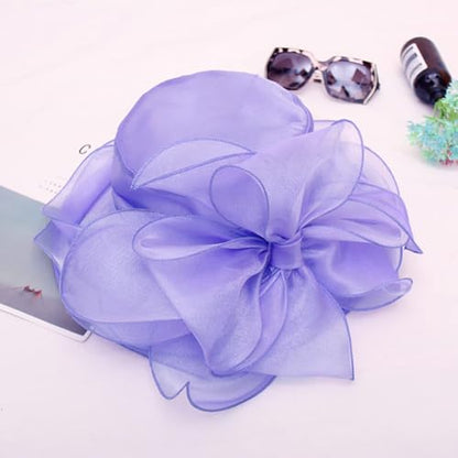 Women's Kentucky Derby Church Dress Hat Wide Brim Leaf Flower Bridal Shower Hat - color: S2-violet