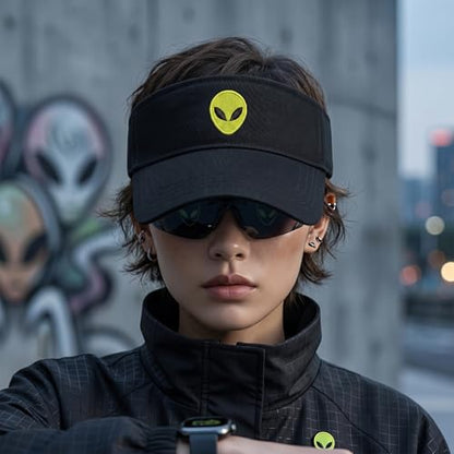 Embroidered Adjustable Sun Visor for Women Men Outdoor Golf Tennis - color: Alien/Black