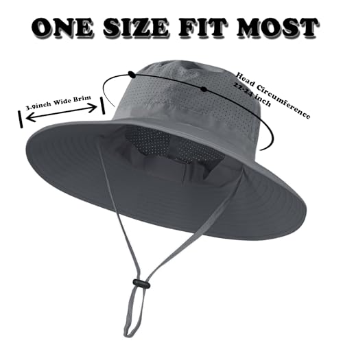 Rosoz Sun Hat for Men Women Boonie Bucket Hat Wide Brim Breathable Cooling Fishing Hats Safari Beach Garden UV Protection - color: 1 Pack Khaki