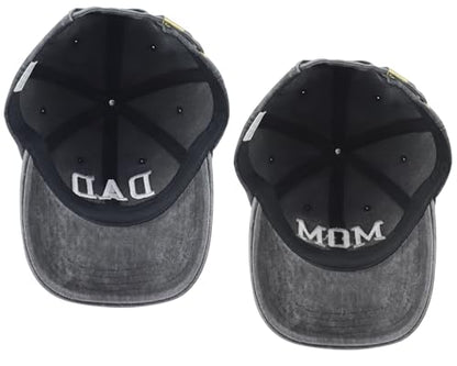 2PCS Mom and Dad EST 2027 2026 Hats for Women Men, New Parents Baseball Cap - color: Black