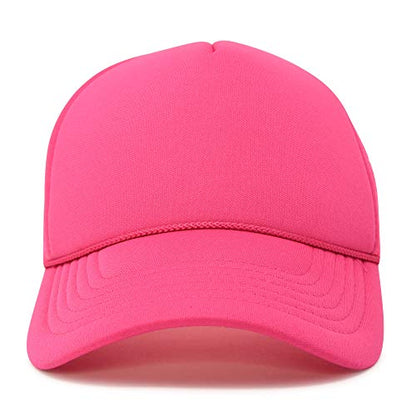 DALIX Solid Blank Trucker Hats Caps 2 Pack - color: Hot Pink