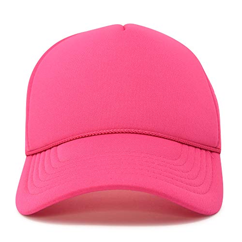 DALIX Solid Blank Trucker Hats Caps 2 Pack - color: Hot Pink