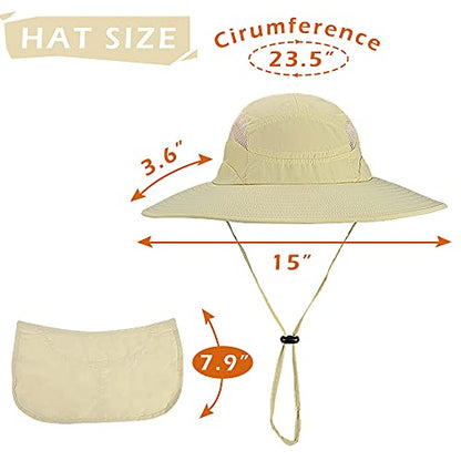 Solaris Mens Sun Hat Neck Flap 2 in 1 Foldable Waterproof UPF 50+ Baseball Cap Fishing Hiking Outdoor - color: #1 Begie