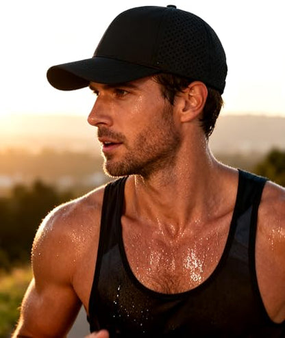 2 Pack Snapback Hats for Men Women Quick Dry Workouts Hat - color: Grey + Black