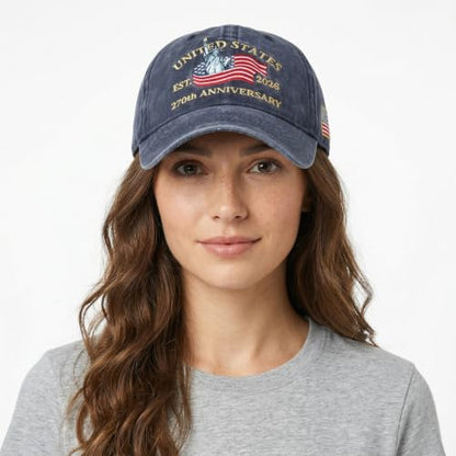 USA 250th Anniversary Baseball Cap Patriotic Embroidered American Hat - color: 2-navy