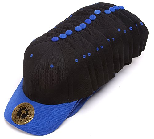 TOP HEADWEAR 12-Pack Adjustable Baseball Hat - color: Black/Royal