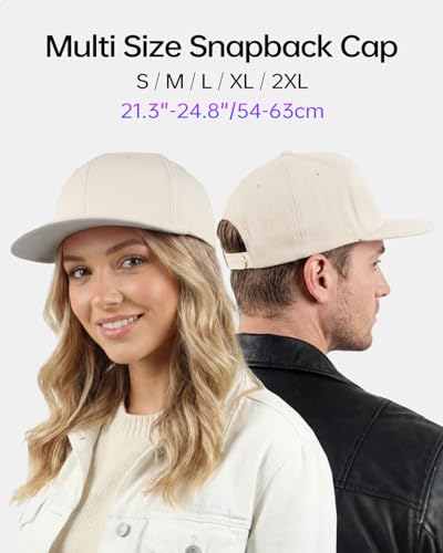 Zylioo XL 2XL Snapback Hat, Large Flat Bill Baseball Cap for Men Women - color: Beige, size: Small-Medium