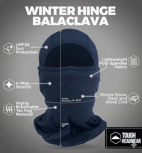 Tough Headwear Balaclava Ski Mask - Breathable Face Mask for Men - Flexible Hinge Full Face Cover - Windproof Motorcycle Gear - color: Blue