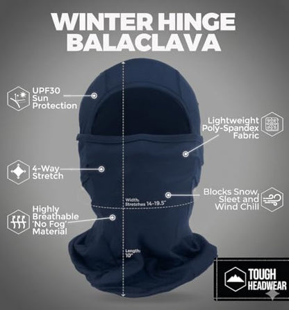 Tough Headwear Balaclava Ski Mask - Breathable Face Mask for Men - Flexible Hinge Full Face Cover - Windproof Motorcycle Gear - color: Blue