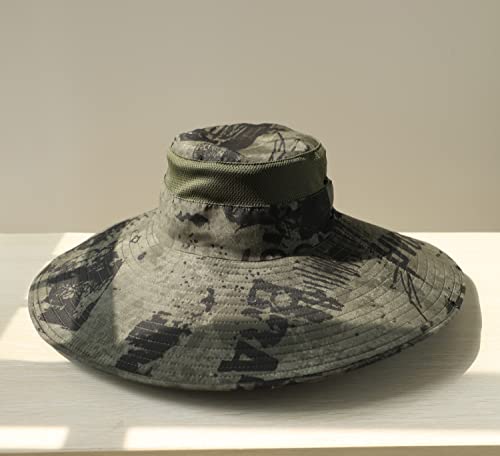 HUAMULAN Men Women 6" Wide Brim Sun Protection Hat Summer Fishing Hats - color: Shun04-junlv-smo