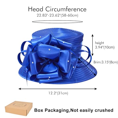 2026 Bucket Hats for Women Ladies Girls, Autumn Winter Fascinator Hat for Derby Kentucky Church Bridal UV Protection - color: A-4585royal Blue