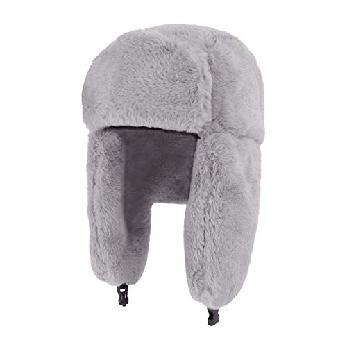 MioCloth Faux Fur Winter Earflap Russian Ushanka Hat - Fur Lined Winter Cap - color: Grey