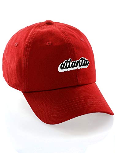 Classic Unstructured USA Cities Baseball Dad Hat 3D Raised PVC Letters Cap - color: Atlanta Red - White Black