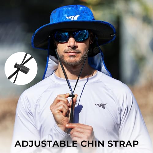 KastKing Sol Armis UPF 50 Boonie Hat for Sun Protection,Men Women - color: Deep Blue (With Shield)