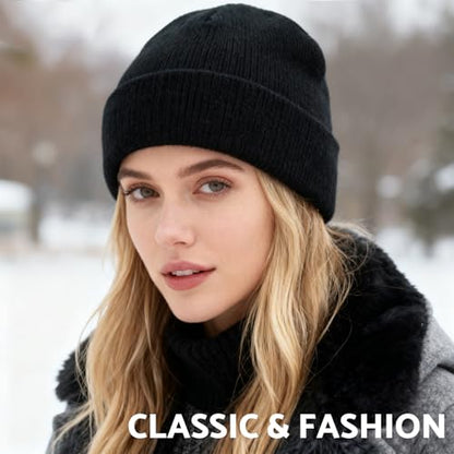 PFFY Beanie for Men Women Unisex Knit Cuffed Winter Thick Lined Beanies Hat - color: Pure Red