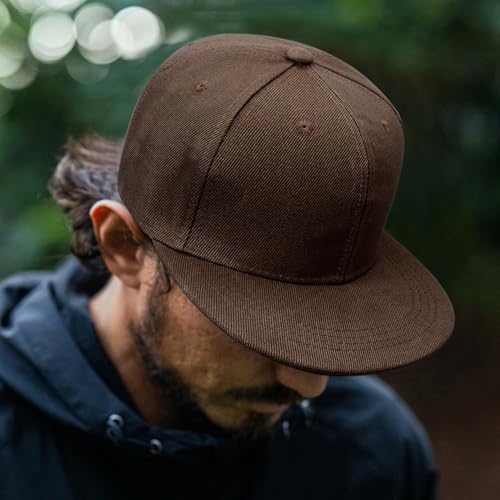 Snapback Hat Flat Bill Visor Hats Adjustable Hip Hop Baseball Cap for Women Men - color: Brown