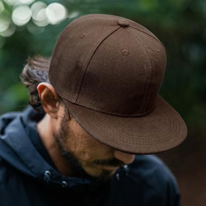 Snapback Hat Flat Bill Visor Hats Adjustable Hip Hop Baseball Cap for Women Men - color: Brown