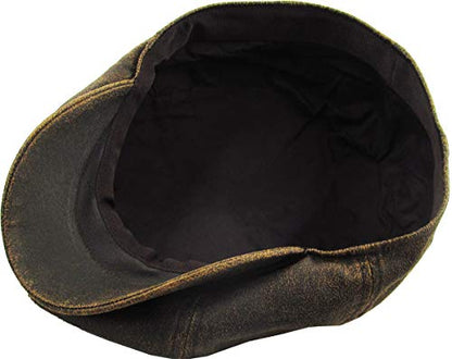 KBETHOS Leather Ascot Made in USA Ivy Collection Classic Newsboy Caps - color: (E) Pu Leather - Dark Brown, size: Large-X-Large
