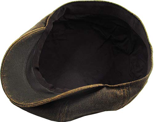 KBETHOS Leather Ascot Made in USA Ivy Collection Classic Newsboy Caps - color: (E) Pu Leather - Dark Brown, size: Large-X-Large