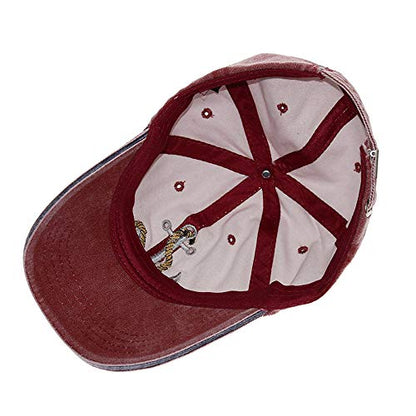 Anchor Embroidered Cotton Washed Dad Hat Distressed Retro Baseball Hat - color: Red