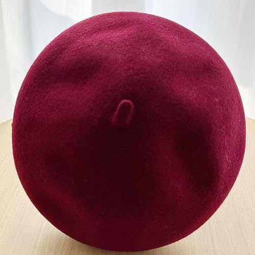 Women Classic French Beret Hat Irish Painter Cap Warm Wool Artist Beanie Hat Lady Fancy Dress - color: B-winered