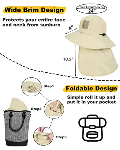 Tirrinia Neck Flap Fishing Safari Cap for Men - color: #1 Tan