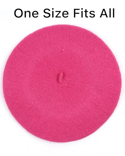 Parquet Solid Color French Beret Hat. Classic French, Casual and Chic Lightweight Cap for Women - color: Fuchsia