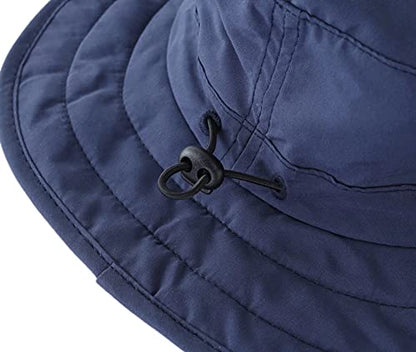 Connectyle Kids Sun Hat for Boys Girls Wide Brim Bucket Hat UPF 50+ Sun Protection Hat Breathable Summer Beach Hat - color: Navy