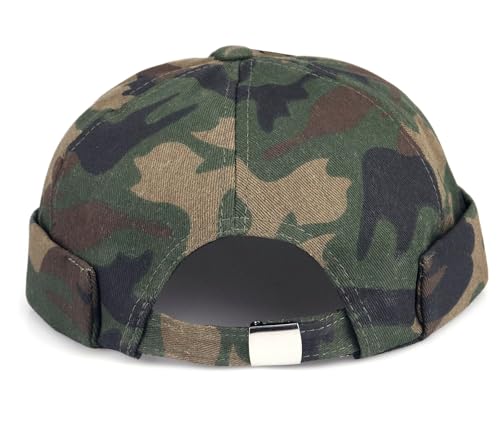 DIYDECAL 3 Pack Mens Brimless Skullcap Sailor Docker Cap Rolled Cuff Retro Beanie Hat - color: Camo