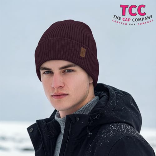 Beanie Fleece Lined Soft for Men Women | Winter Hats Warm Double Layered Stylish Knited Cuffed Plain Beanie Skull Cap | - color: A10- Maroon