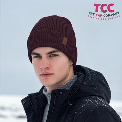 Beanie Fleece Lined Soft for Men Women | Winter Hats Warm Double Layered Stylish Knited Cuffed Plain Beanie Skull Cap | - color: A10- Maroon
