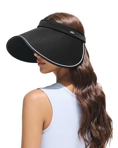 BENEUNDER Wide Brim Sun Hat for Women UPF50+ UV Protection Side Face Coverage Rollable Packable Beach Travel Vacation - color: Black