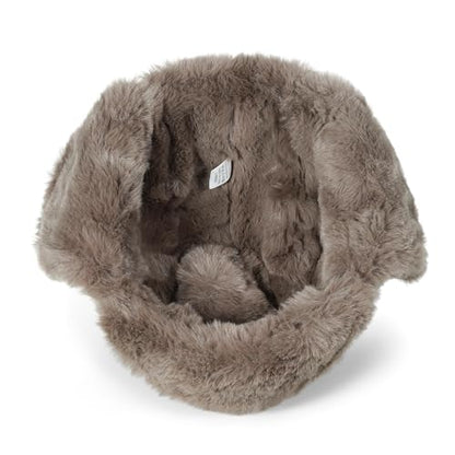 Croogo Eskimo Hat Russian Ushanka Cossack Trooper Hat Leather Trapper Aviator Hats Fur Lined Earflap Winter Cap Snow Ski Hats - color: Pl2508-olivebrown