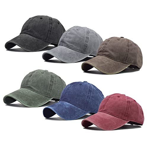 Ultrafun Unisex Vintage Baseball Cap Washed Distressed Plain Blank Baseball Hat Adjustable Dad Hat for Outdoor Sports - color: 6pack-multicolor 1