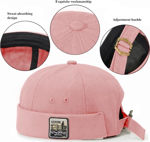 Glamorstar Dome Brimless Hats for Women Men Sailor Docker Beanie Cap Hip Hop Hats - color: Pink D