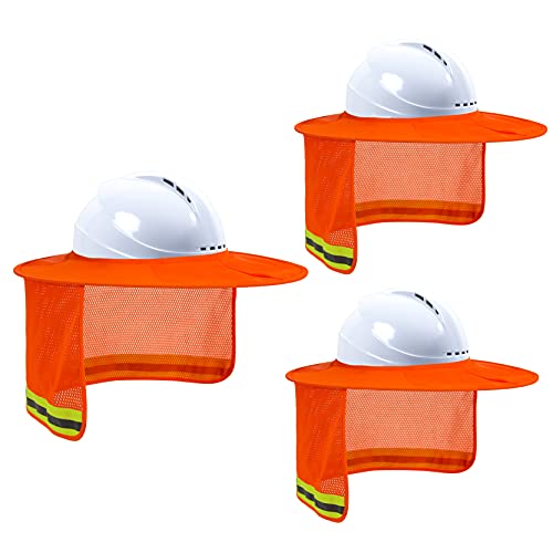 Hard Hat Sun Shade, High Vis Sun Visor Shade Full Brim, Orange, 3PCS - color: 3 Packs Orange