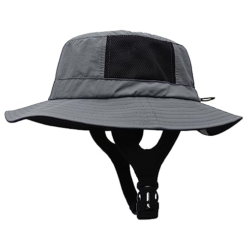 Men Bucket Hat Wide Brimmed Foldable Ladies Surf Sun Hat UPF50+ - color: Dark Grey