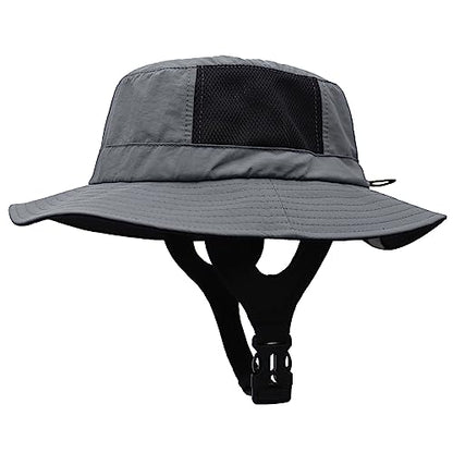 Men Bucket Hat Wide Brimmed Foldable Ladies Surf Sun Hat UPF50+ - color: Dark Grey