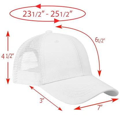 Falari Trucker Hat Baseball Cap Structured Plain Design 6 Panel, Adjustable Size - color: 1pk White