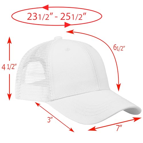 Falari Trucker Hat Baseball Cap Structured Plain Design 6 Panel, Adjustable Size - color: 1pk White