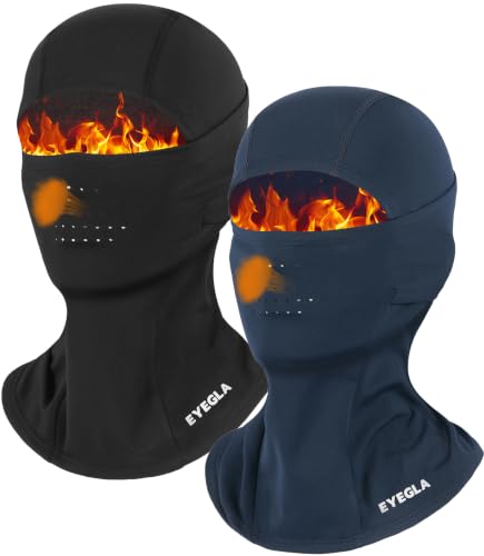 Winter Balaclava Ski Mask for Men Women Thermal Face Mask Breathable Face Cover for Cold Weather Motorcycle Snowboard - color: Black+navy(with Breath Hole)