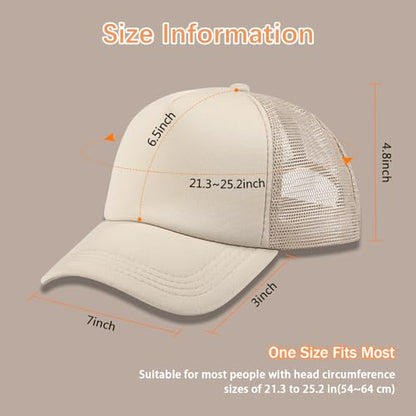 OKBA 5 Pack Sublimation Blank Baseball Cap Adjustable Hat Polyester Mesh Trucker Hats for Men and Women - color: 5pcs*khaki Hat